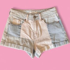 PacSun Blue and Cream Jean Shorts High-Waisted Vintage Style